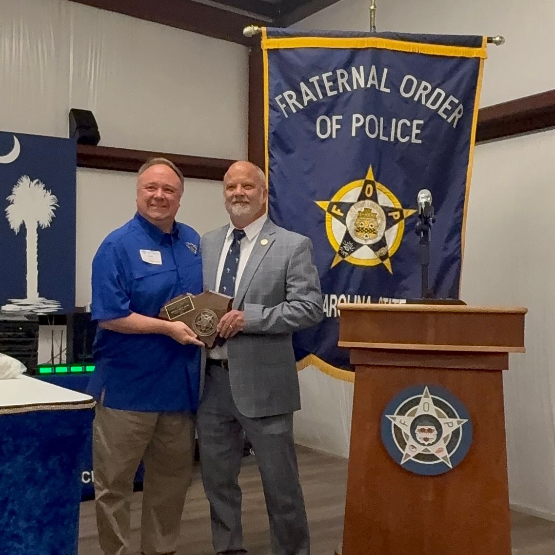 Senator Brian Adams accepting the SCFOP Legislator of the Year Award.