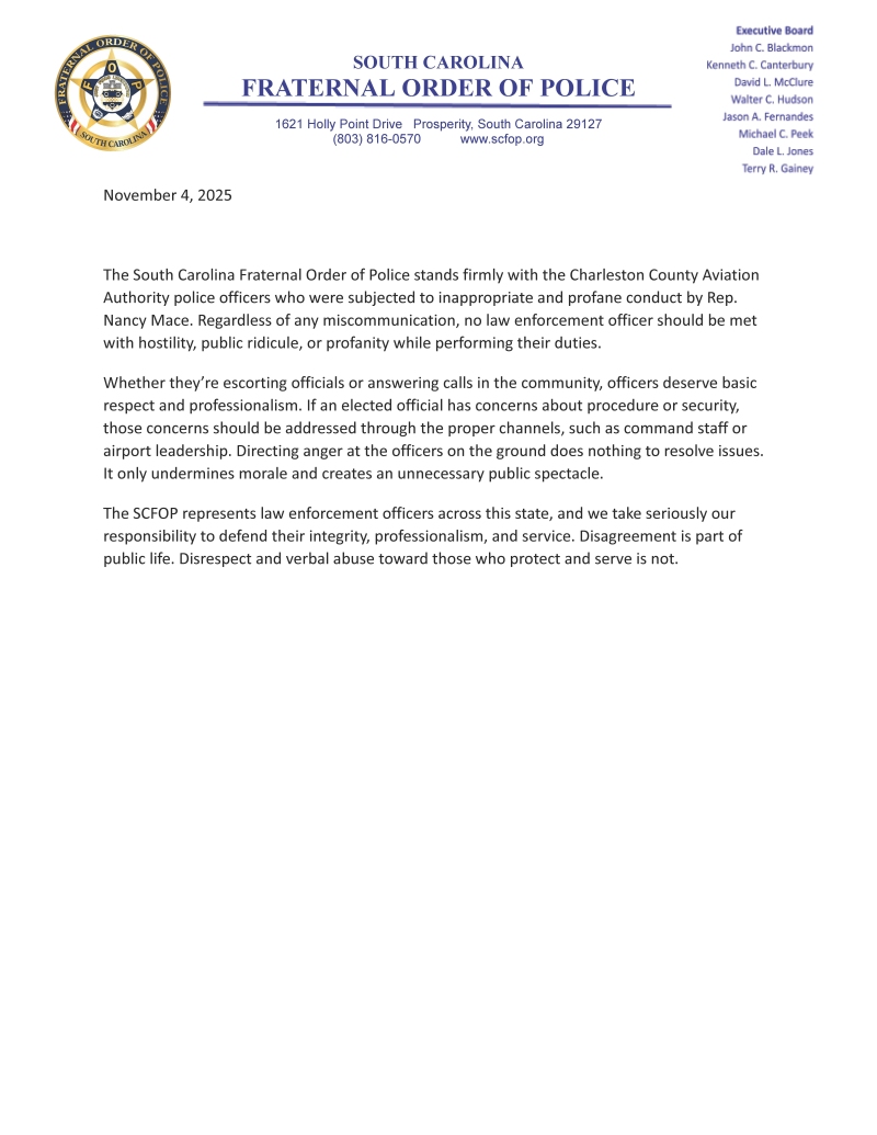 FOP Stands with Charleston County Aviation Authority