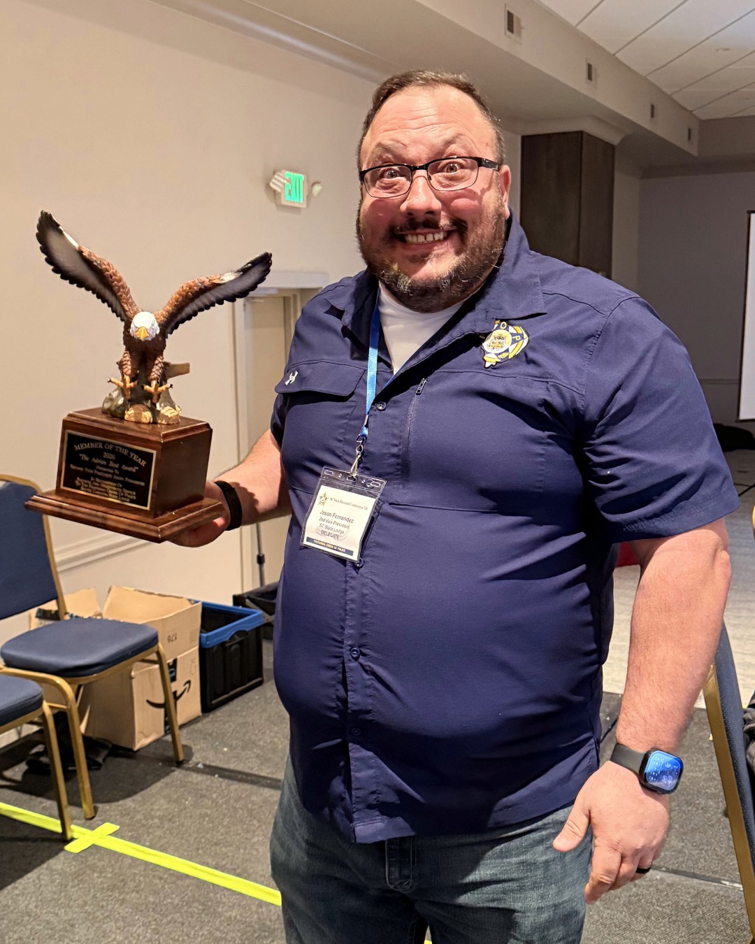 Jason Fernandes received the Member of the Year Award, and Tri-County Lodge #3 received the Lodge of the Year Award. Both presentations